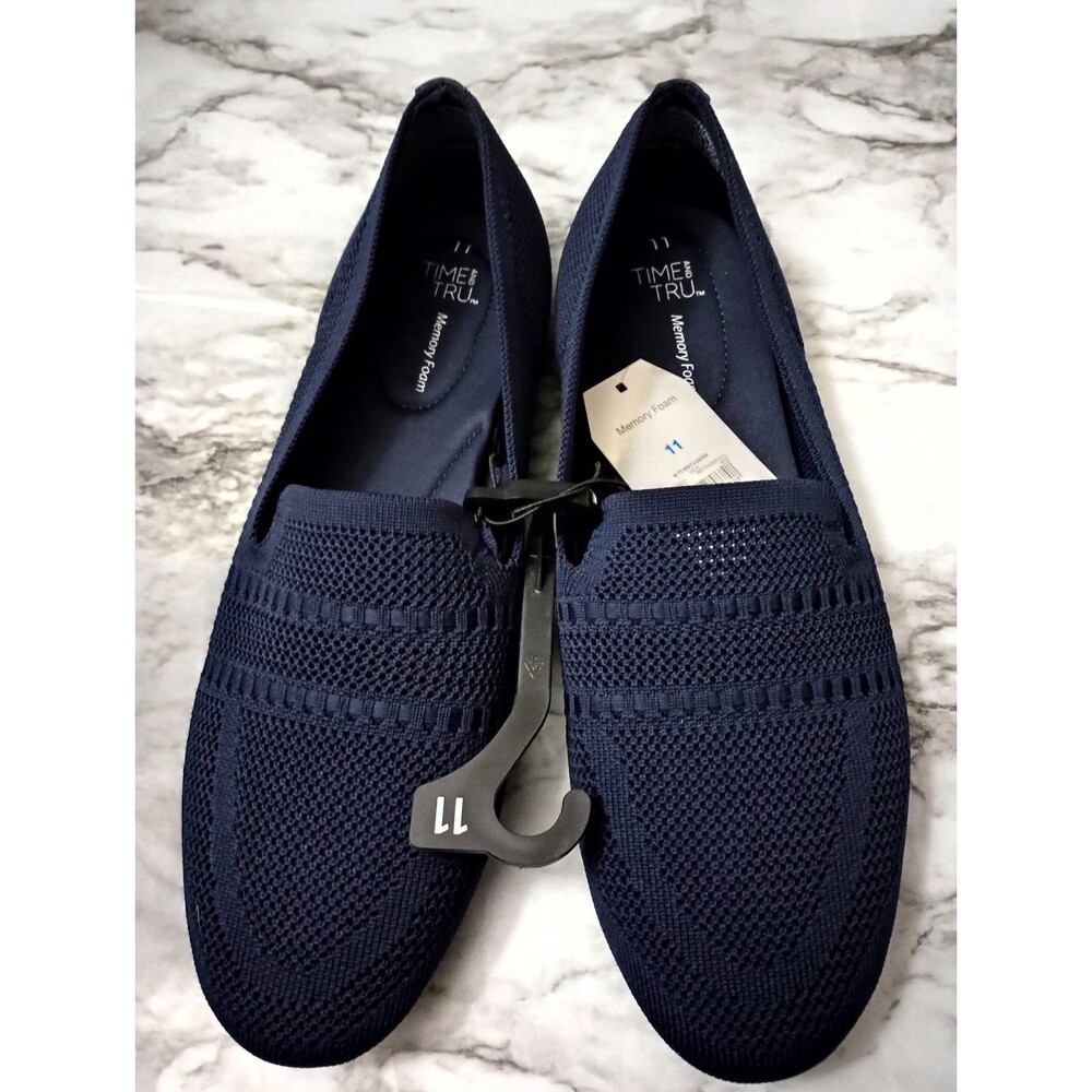 NWT Time and Tru Navy Blue Knit Loafers Size 11